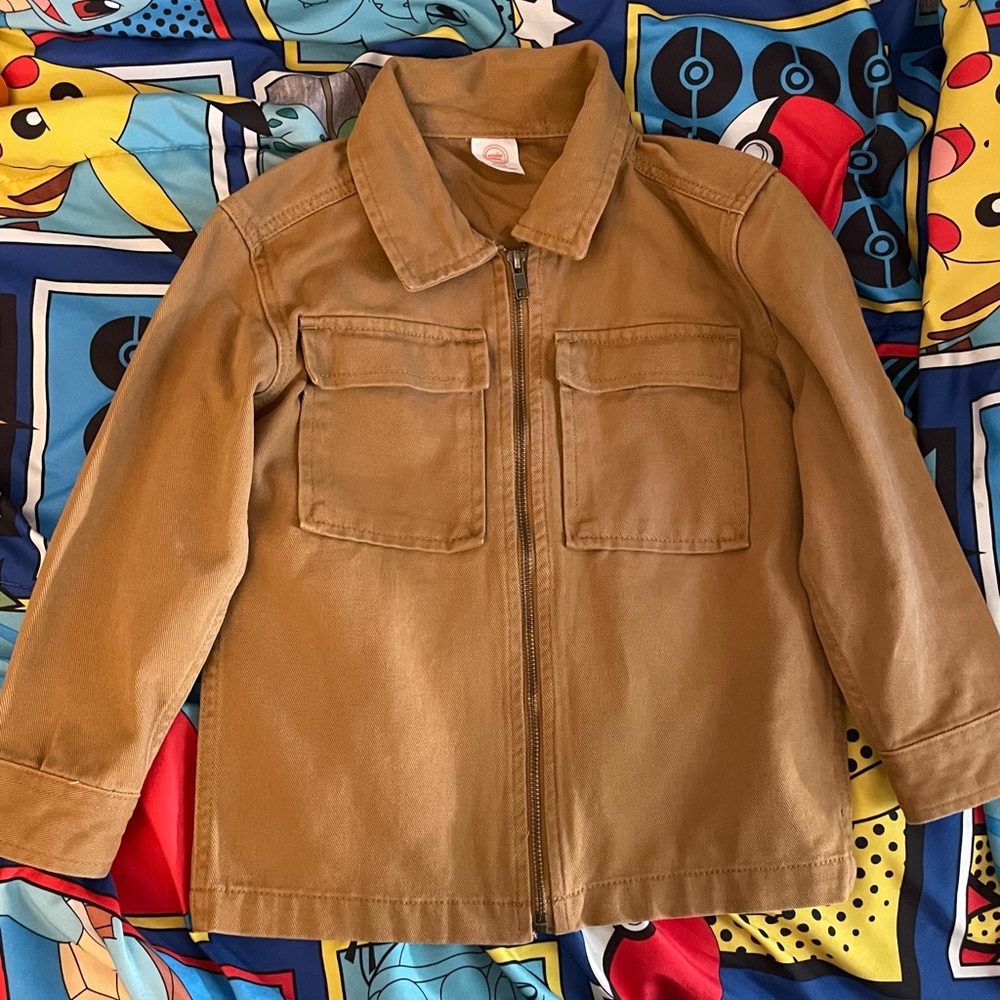 Wonder Nation Boys Size 4/5 Tan Cargo Jacket EUC
